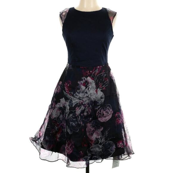 NWT Abigail London Floral Chiffon Mini Dress - Picture 2 of 6